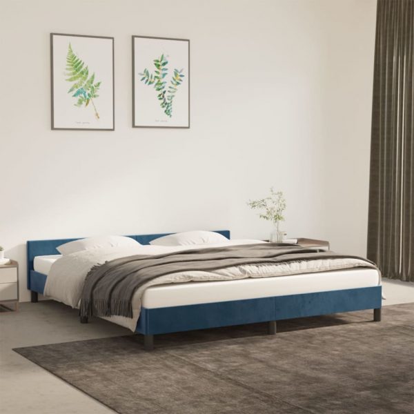 Okvir za krevet s uzglavljem tamnoplavi 160x200 cm baršunasti