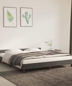 Okvir za krevet s uzglavljem tamnosivi 160x200 cm baršunasti
