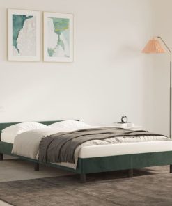 Okvir za krevet s uzglavljem tamnozeleni 120x200 cm baršunasti