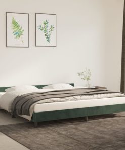 Okvir za krevet s uzglavljem tamnozeleni 200x200 cm baršunasti