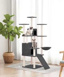 Penjalica za mačke sa stupovima za grebanje tamnosiva 154 cm