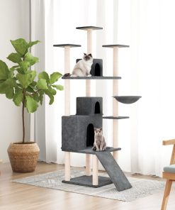 Penjalica za mačke sa stupovima za grebanje tamnosiva 175 cm