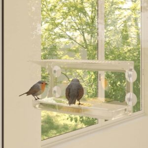 Prozorske hranilice za ptice 2 kom akrilne 30 x 12 x 15 cm