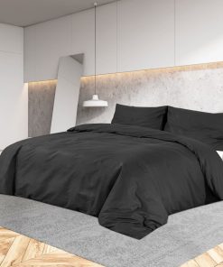 Set posteljine za poplun crni 135 x 200 cm lagana mikrovlakna
