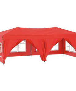 Sklopivi šator za zabave s bočnim zidovima 3 x 6 m Crvena