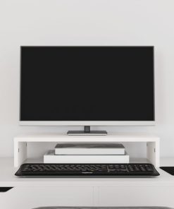 Stalak za monitor bijeli 50 x 27 x 10 cm od masivne borovine