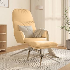 Stolica za opuštanje i stolac umjetna brušena koža krem bijela