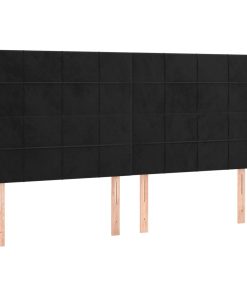 Uzglavlje s ušima crni 183x16x118/128 cm baršunasti