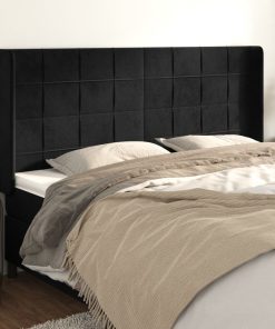 Uzglavlje s ušima crni 183x16x118/128 cm baršunasti