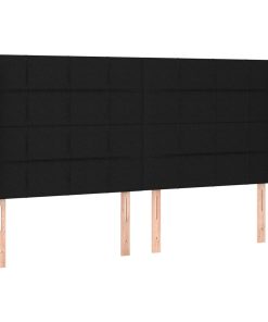 Uzglavlje s ušima crni 183x16x118/128 cm od tkanine