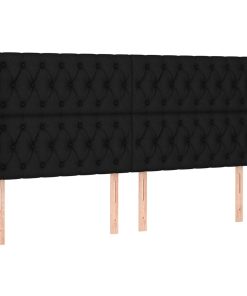 Uzglavlje s ušima crni 183x16x118/128 cm od tkanine