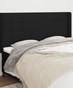 Uzglavlje s ušima crni 183x16x118/128 cm od tkanine