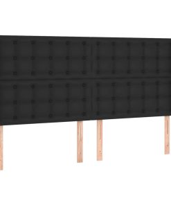 Uzglavlje s ušima crni 183x16x118/128 cm od umjetne kože