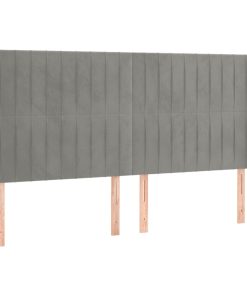 Uzglavlje s ušima svjetlosivi 183x16x118/128 cm baršunasti