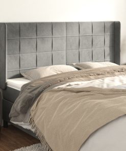 Uzglavlje s ušima svjetlosivi 183x16x118/128 cm baršunasti