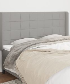 Uzglavlje s ušima svjetlosivi 183x16x118/128 cm od tkanine