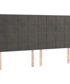 Uzglavlje s ušima tamnosivi 183x16x118/128 cm baršunasti