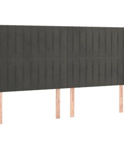 Uzglavlje s ušima tamnosivi 183x16x118/128 cm baršunasti