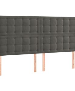 Uzglavlje s ušima tamnosivi 183x16x118/128 cm baršunasti