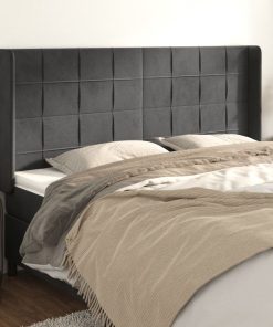 Uzglavlje s ušima tamnosivi 183x16x118/128 cm baršunasti