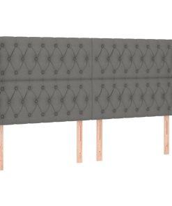 Uzglavlje s ušima tamnosivi 183x16x118/128 cm od tkanine