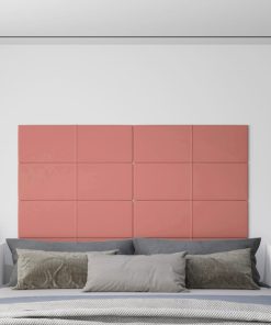 Zidne ploče 12 kom ružičaste 90 x 30 cm baršunaste 3