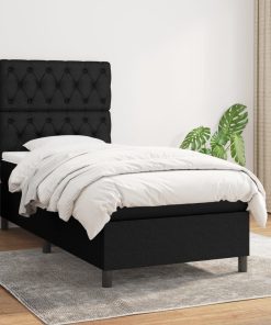 Box spring krevet s madracem crni 80 x 200 cm od tkanine