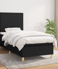 Box spring krevet s madracem crni 90x190 cm od tkanine