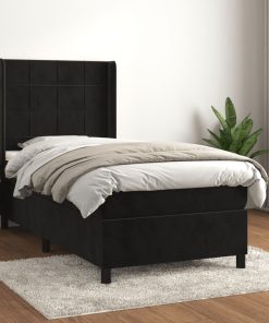 Box spring krevet s madracem crni 90x200 cm baršunasti