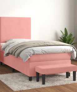 Box spring krevet s madracem ružičasti 100x200 cm baršunasti