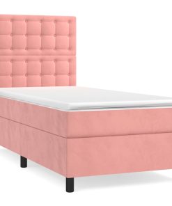 Box spring krevet s madracem ružičasti 100x200 cm baršunasti