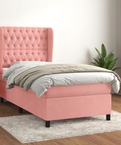 Box spring krevet s madracem ružičasti 100x200 cm baršunasti