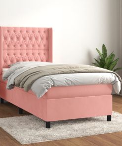 Box spring krevet s madracem ružičasti 100x200 cm baršunasti