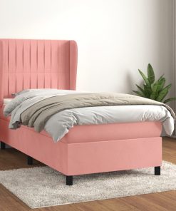 Box spring krevet s madracem ružičasti 80 x 200 cm baršunasti