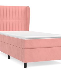 Box spring krevet s madracem ružičasti 90x190 cm baršunasti