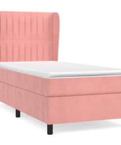 Box spring krevet s madracem ružičasti 90x200 cm baršunasti