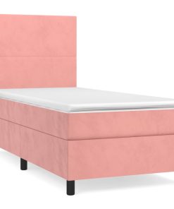 Box spring krevet s madracem ružičasti 90x200 cm baršunasti