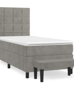Box spring krevet s madracem svjetlosivi 100x200 cm baršunasti