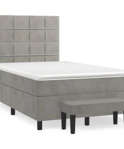 Box spring krevet s madracem svjetlosivi 120x200 cm baršunasti