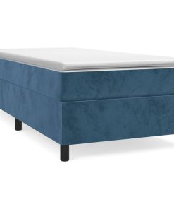 Box spring krevet s madracem tamnoplavi 90x190 cm baršunasti
