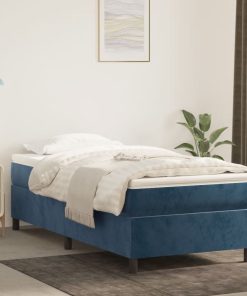 Box spring krevet s madracem tamnoplavi 90x190 cm baršunasti