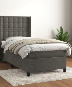 Box spring krevet s madracem tamnosivi 100x200 cm baršunasti