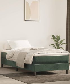 Box spring krevet s madracem tamnozeleni 90x200 cm baršunasti