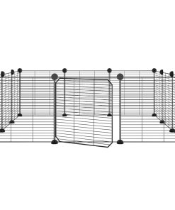 Kavez za ljubimce s 12 panela i vratima crni 35 x 35 cm čelični