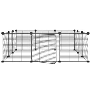 Kavez za ljubimce s 12 panela i vratima crni 35 x 35 cm čelični