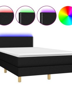 Krevet box spring s madracem LED crni 120 x 200 cm od tkanine