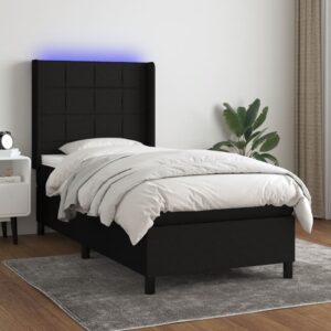 Krevet box spring s madracem LED crni 80 x 200 cm od tkanine