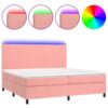 Krevet box spring s madracem LED ružičasti 200x200cm baršunasti
