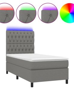 Krevet box spring s madracem LED tamnosivi 80 x 200 cm tkanina