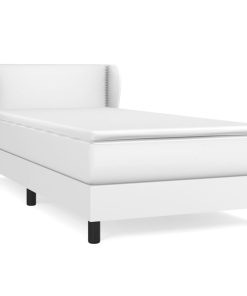 Krevet s oprugama i madracem bijeli 100x200 cm od umjetne kože